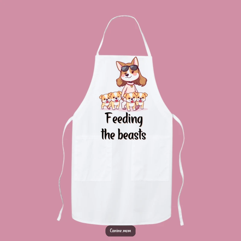Funny Dog Lady Apron: Proudly Walking Tiny Puppies, A Hilarious Kitchen Accessory for Dog Lovers