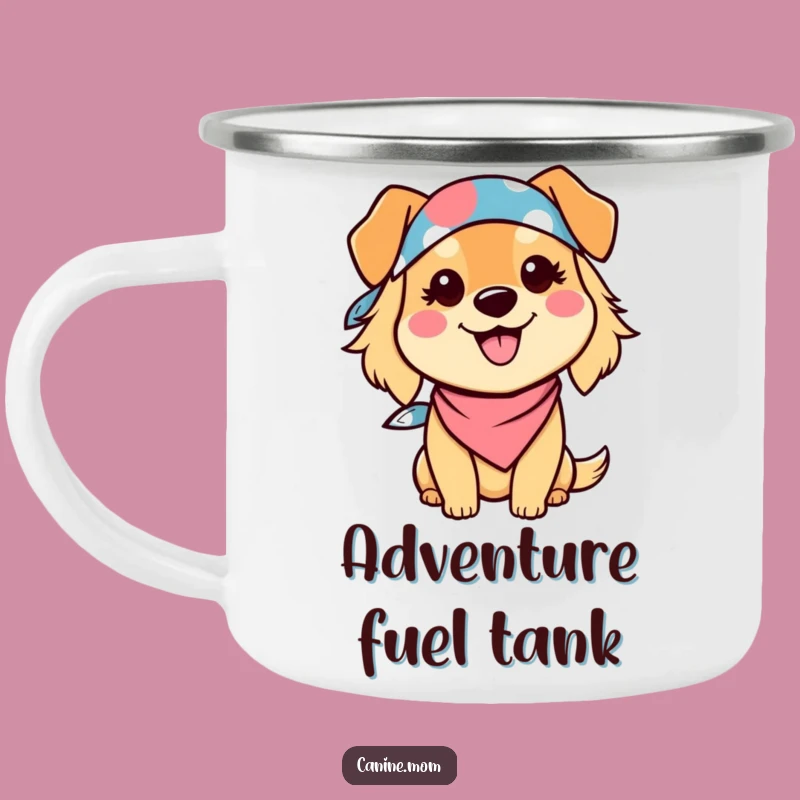 Funny Dog Lady Camping Mug: Kawaii Bandana Smile, Outdoor Adventure Gift