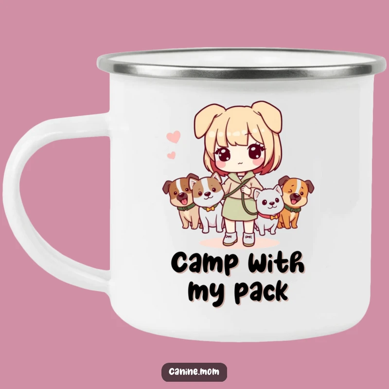 Funny Dog Lady Camping Mug: Enjoy your adventures with your pack in this funny mug, a perfect funny gift.