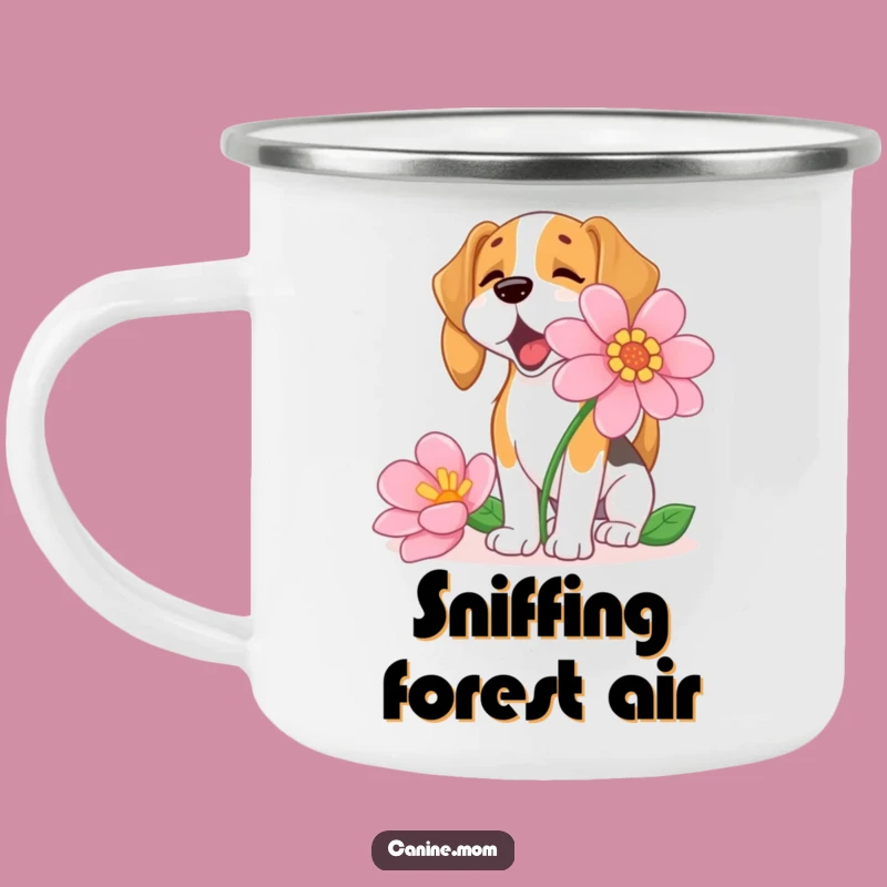 Funny Beagle Sniffing Flower Camping Mug: Explore Nature With Joy!