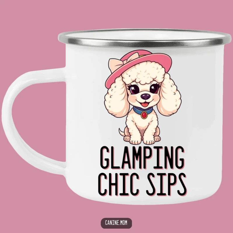 Funny Poodle Hat Camping Mug - Coy Smile, Chic Outdoor Gift