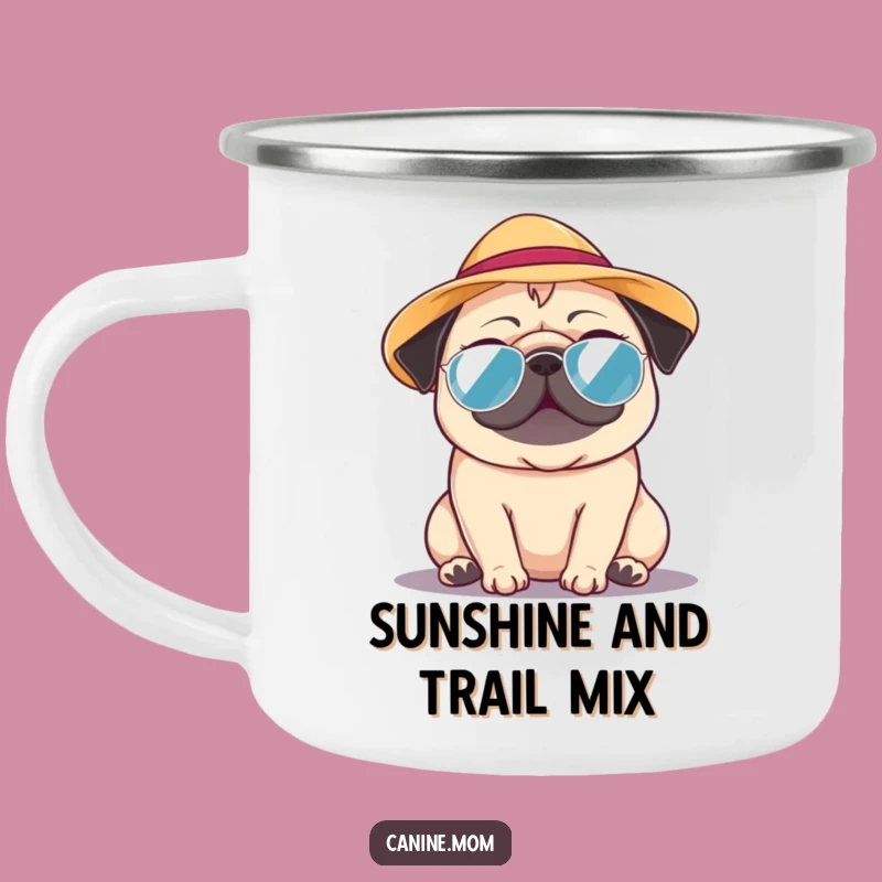 Funny Pug Sun Hat Camping Mug: Campfire Companion with Sunny Style, Great Funny Gift