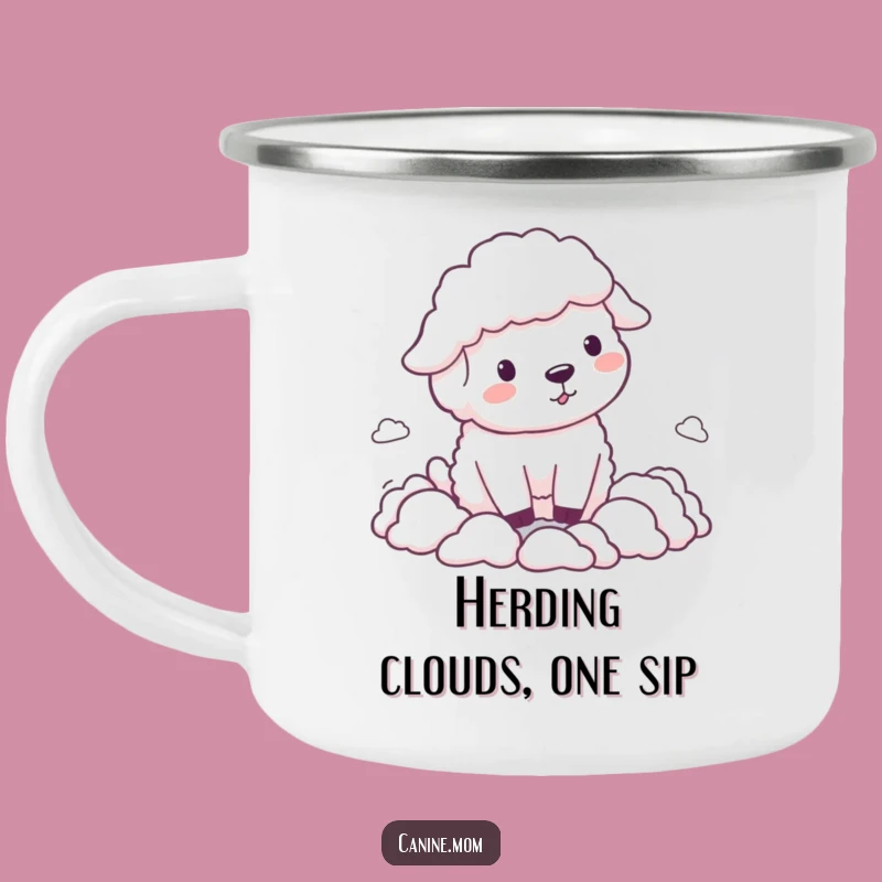 Funny Sheepdog Herding Clouds Camping Mug: Adventure Ready & Hilarious!
