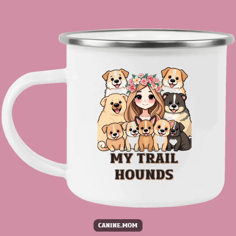 Funny Flower Crown Dog Mom Camping Mug - Outdoor Adventure Gift for Dog Lovers