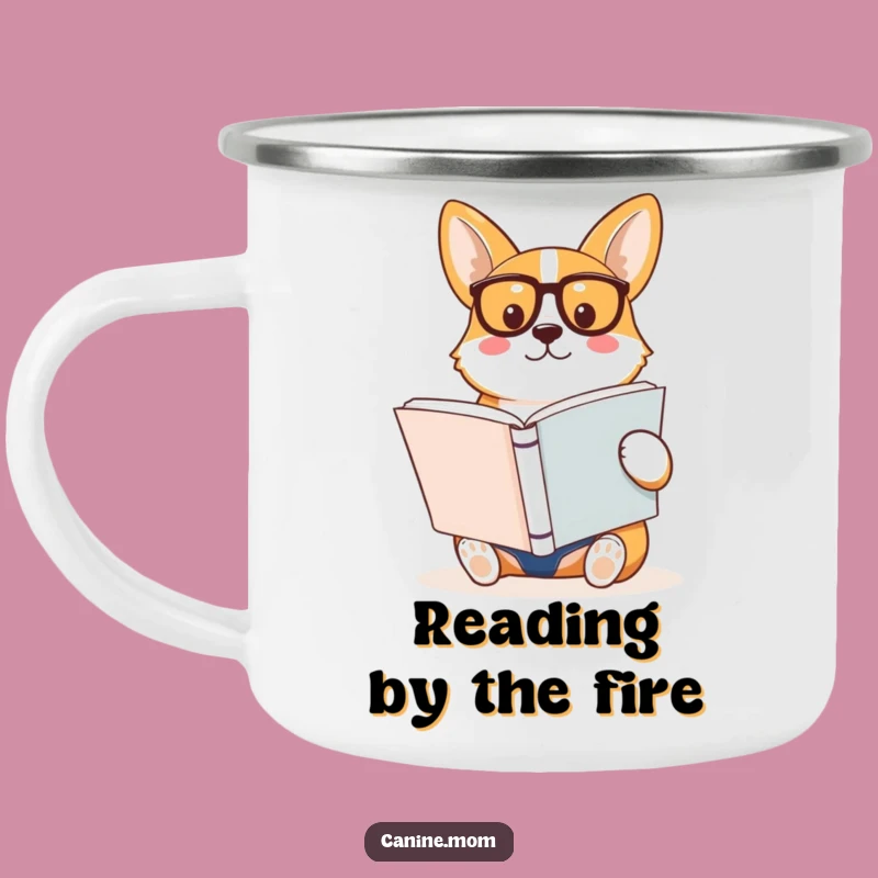 Funny Corgi Reading Book Camping Mug: Adventure & Intellect!