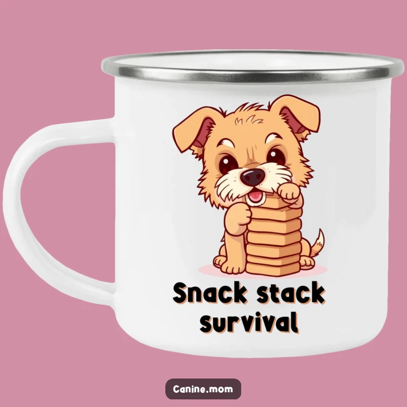 Funny Terrier Biscuit Balance Camping Mug: Mischievous Pup, Outdoor Gift