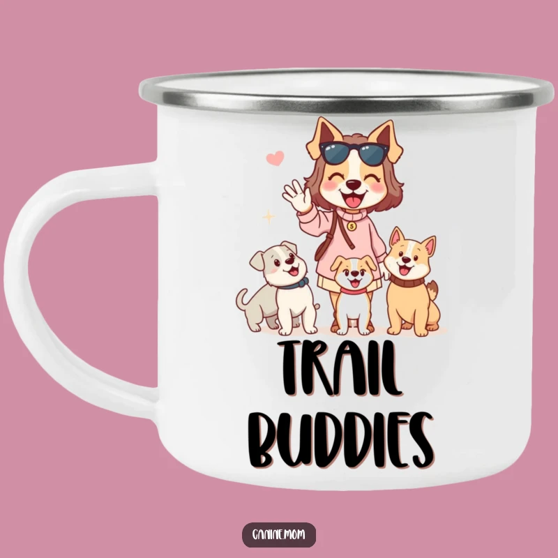 Funny Dog Lady Camping Mug: Enthusiastic Waving Hello to Dogs, Durable & Hilarious Outdoor Gear