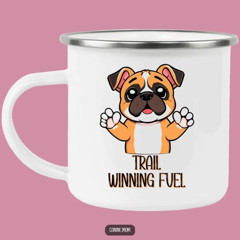 Funny Boxer Cheer Paws Camping Mug - Energetic Adventures!