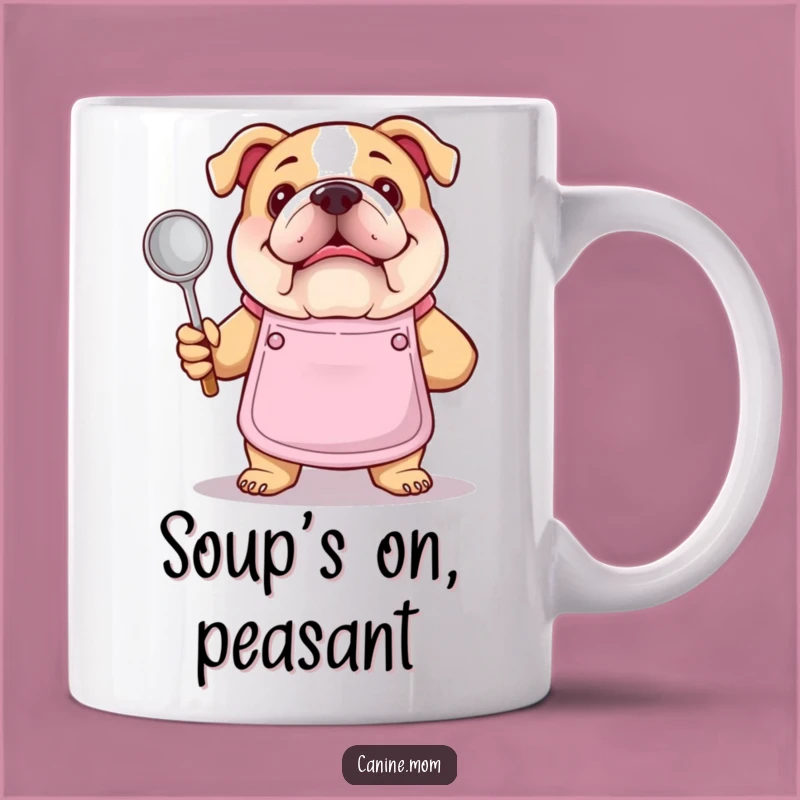 Funny Bulldog Chef Mug - Apron Soup Ladle, Perfect Cooking Gift
