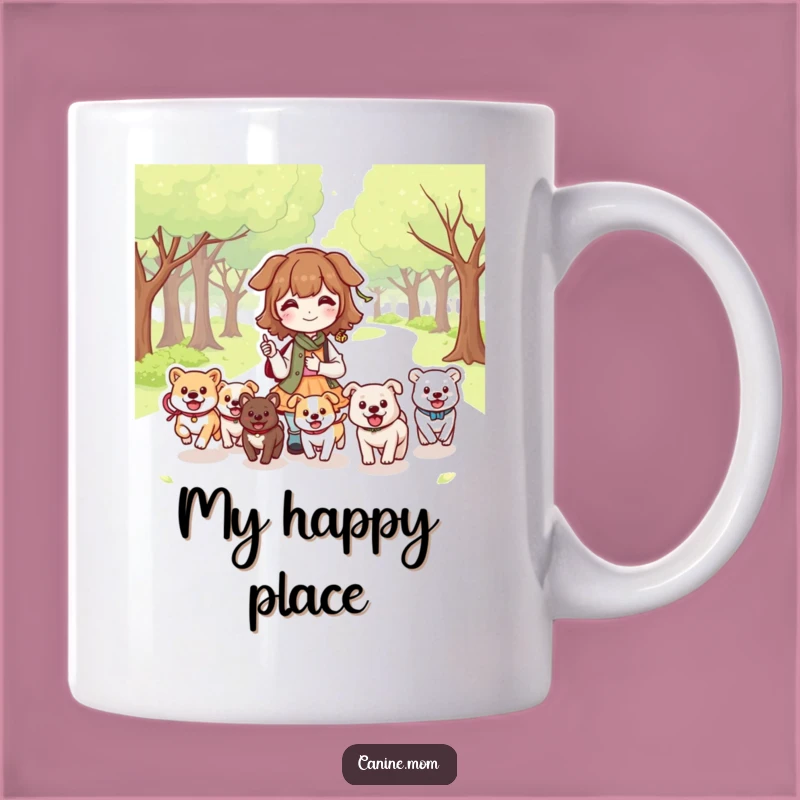 Funny Dog Lady Park Mug: Kawaii Pups Running Joyfully, Perfect Gift