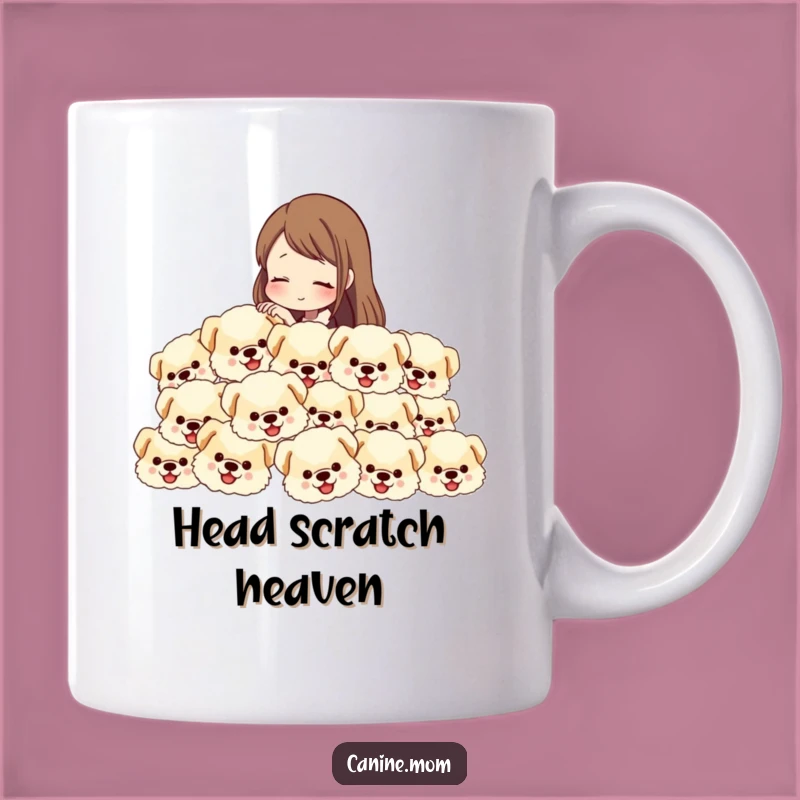 Funny Dog Lover Mug: Petting Endless Fluffy Dog Heads, a Hilarious Gift for Pups Fans