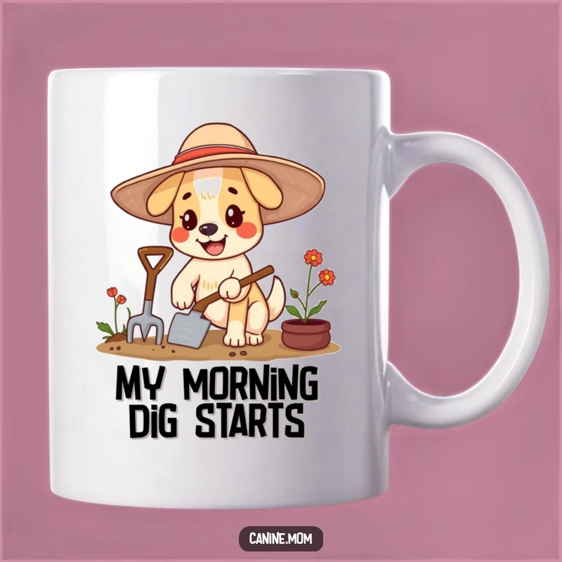 Funny Happy Dog Gardening Mug: Enthusiastic Gift for Gardeners