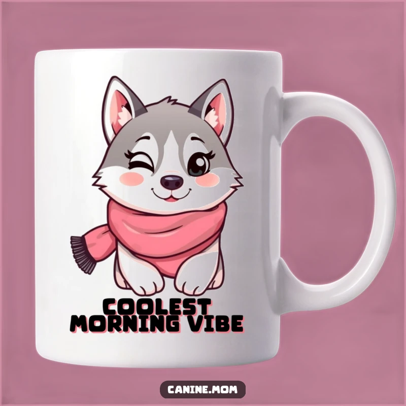 Funny Husky Scarf Wink Mug - Playful & Hilarious Gift!