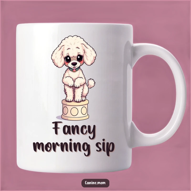 Funny Poodle Pedestal Mug - Elegant Dog Pose Collector's Gift