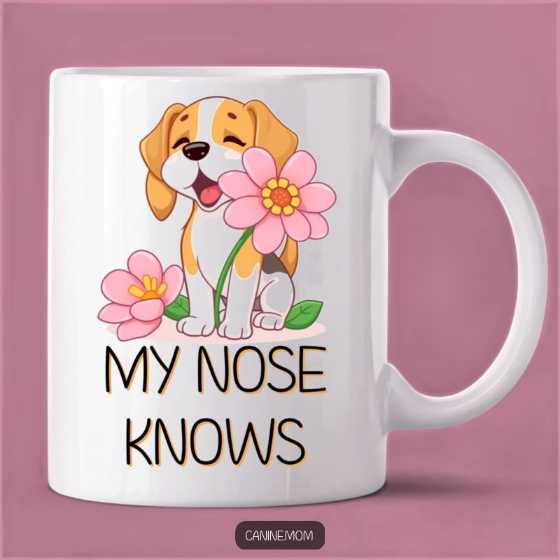 Funny Beagle Sniffing Flower Mug: Joyful Dog Lover Gift For Gardeners!