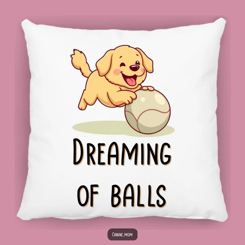 Cozy Funny Golden Retriever Pillow - Giant Ball Fetching Accent Gift