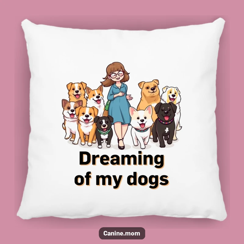 Funny Dog Lady Parade Pillow: Cozy Happy Dog Walker Cushion for Dog Lovers