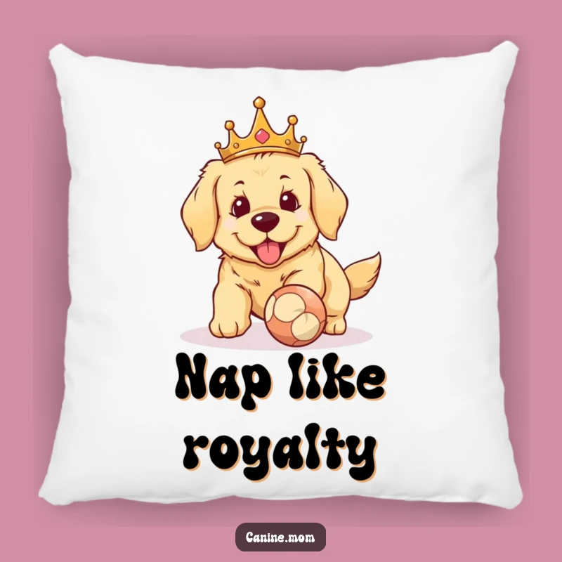Funny Golden Retriever Crown Pillow - Cozy Royal Fetch Throw Cushion Gift