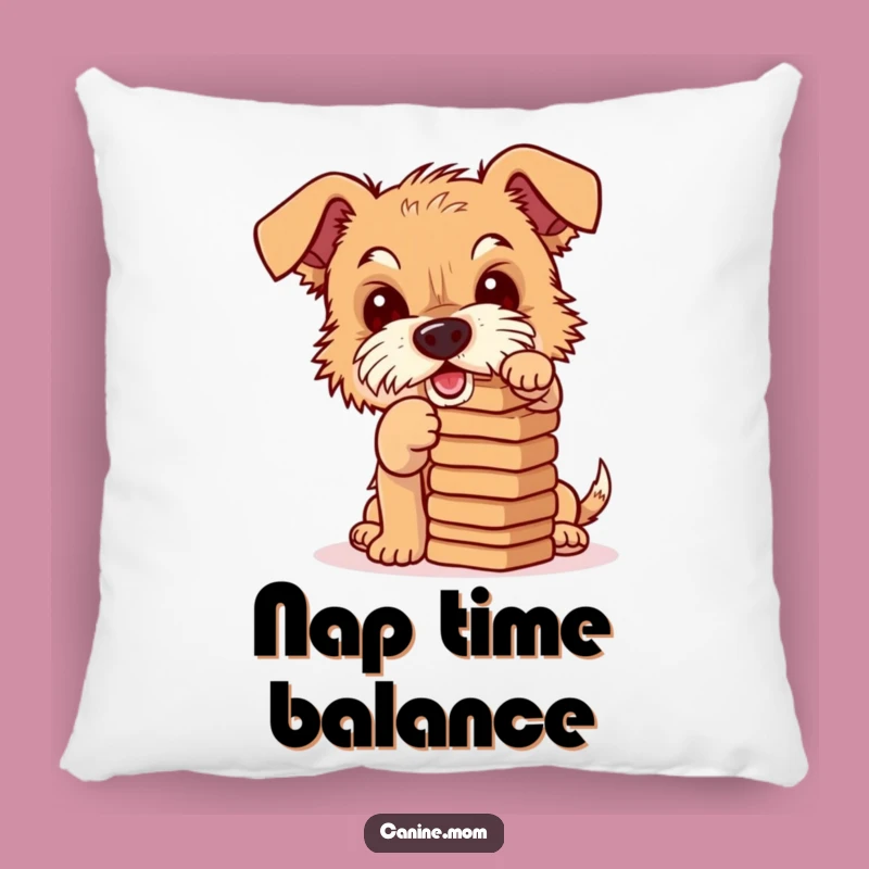 Funny Terrier Biscuit Balance Pillow: Mischievous Cushion, Cozy Humor
