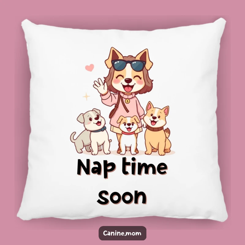 Funny Dog Lady Pillow: Enthusiastic Waving Hello to Dogs, Cozy & Hilarious Home Accent