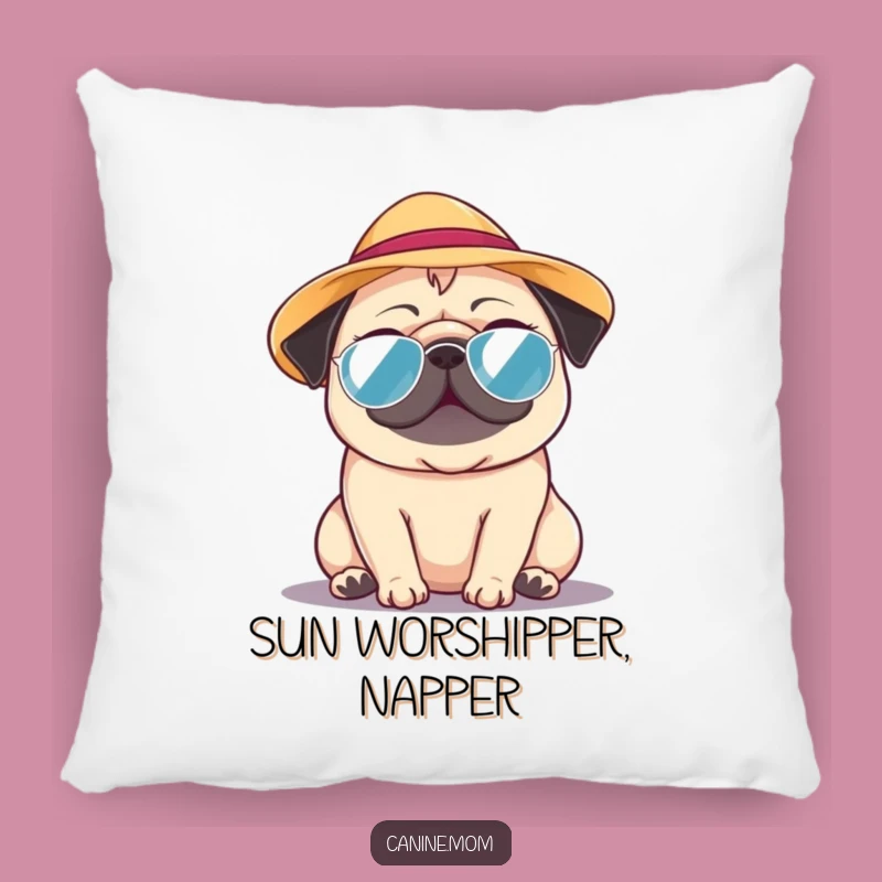 Funny Pug Sun Hat Pillow: Cozy Canine Comfort, Charming Funny Gift for Pug Fans