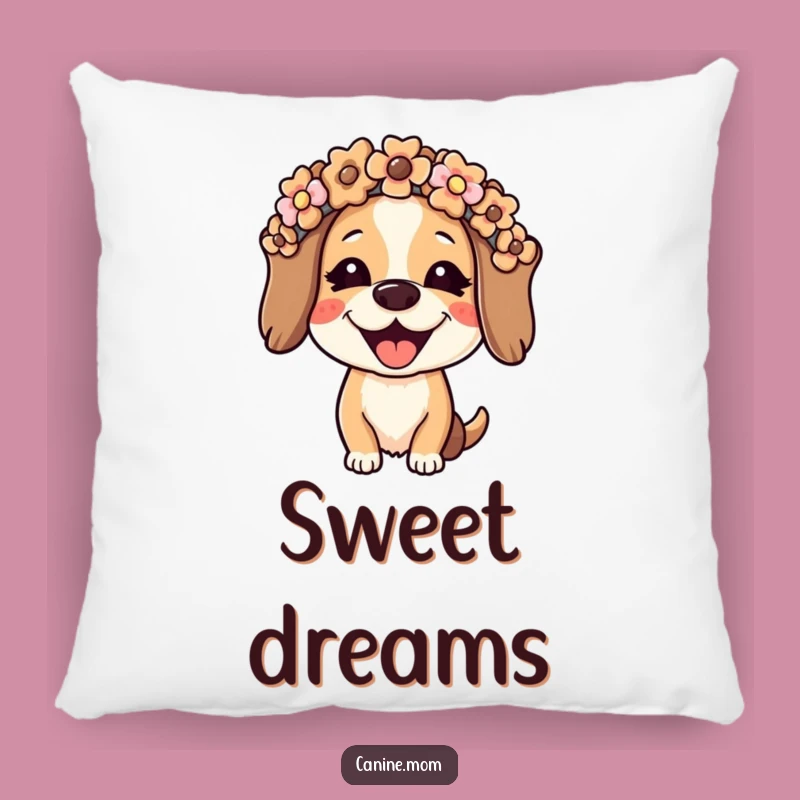 Funny Dog Lady Pillow: Joyful Biscuit Crown, Comfy & Hilarious Home Decor Accent