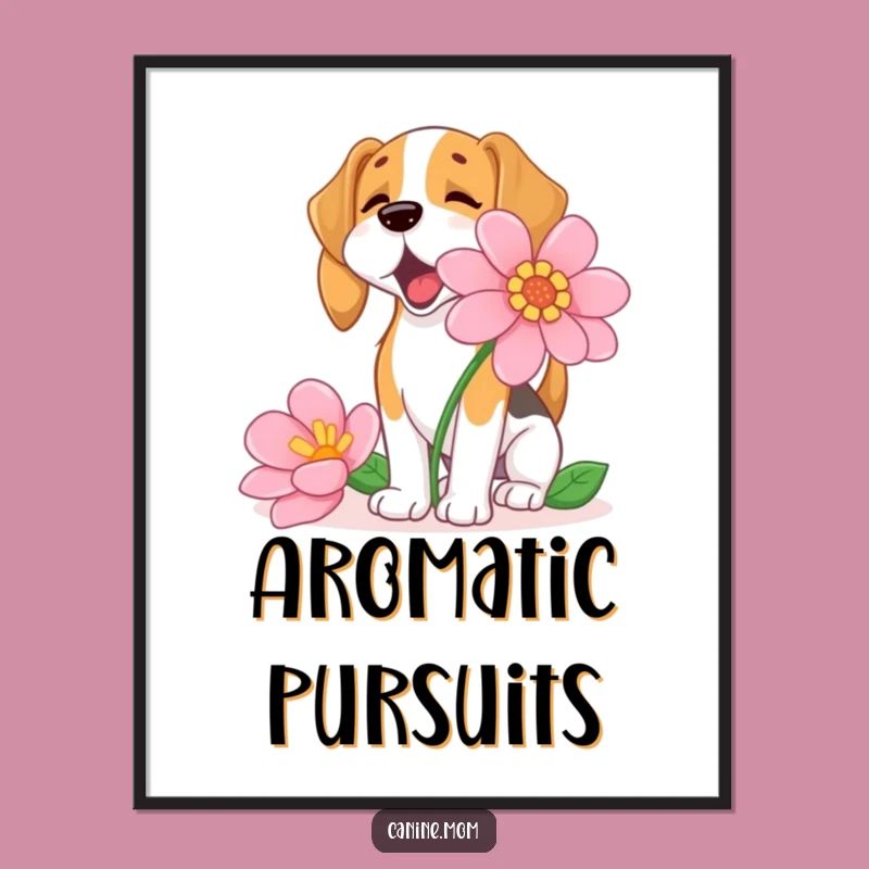 Funny Beagle Sniffing Flower Digital Print: Instant Garden Joy!