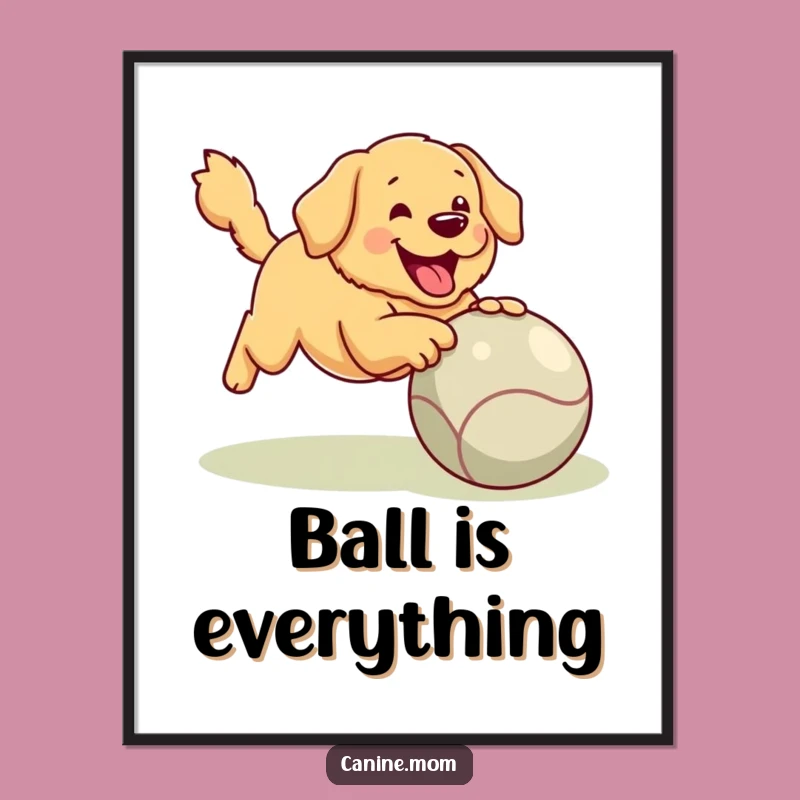 Funny Golden Retriever Digital Art - Giant Ball Fetching Wall Decor Gift