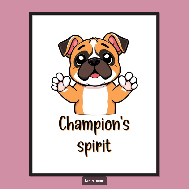 Funny Boxer Cheer Paws Digital Art Print - Instant Energetic Humor!