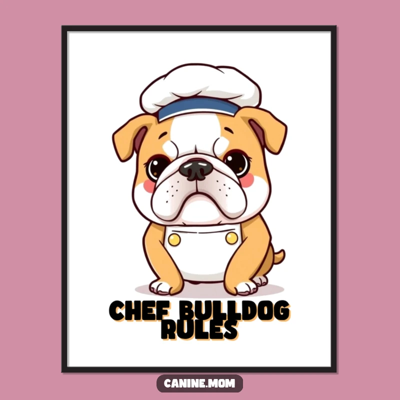 Funny Bulldog Chef Digital Art - Determined Pup Culinary Decor Gift
