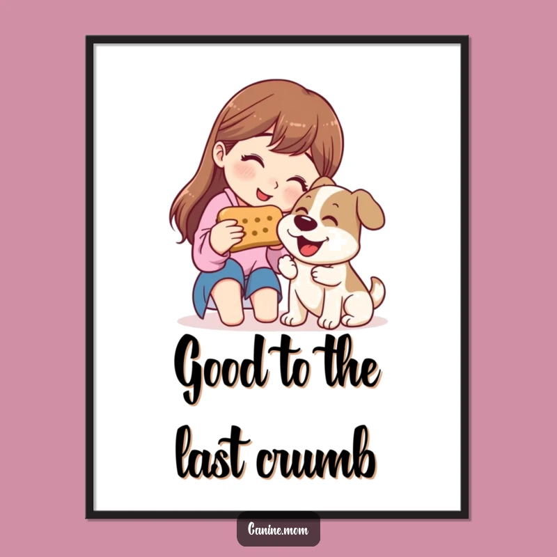 Funny Digital Art Print: Woman Sharing Biscuit with Dog - Instant Download