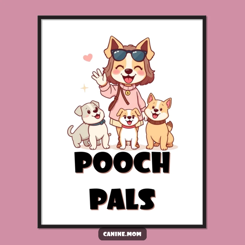 Funny Dog Lady Digital Art Print: Enthusiastic Waving Hello to Dogs, Instant Download Art
