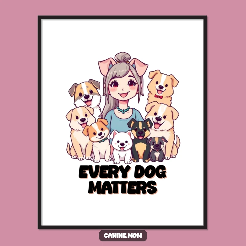 Funny Dog Lady Digital Art - Printable Wall Decor for Dog Lovers