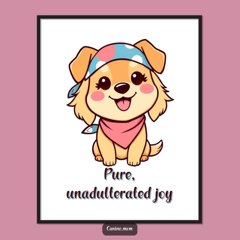 Funny Dog Lady Digital Print: Kawaii Bandana Smile Art, Instant Gift