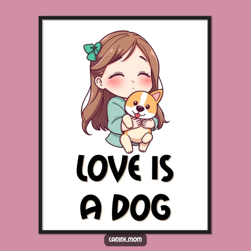 Funny Dog Lover Digital Art Print: Kissing Your Dog, Hilarious Home Decor