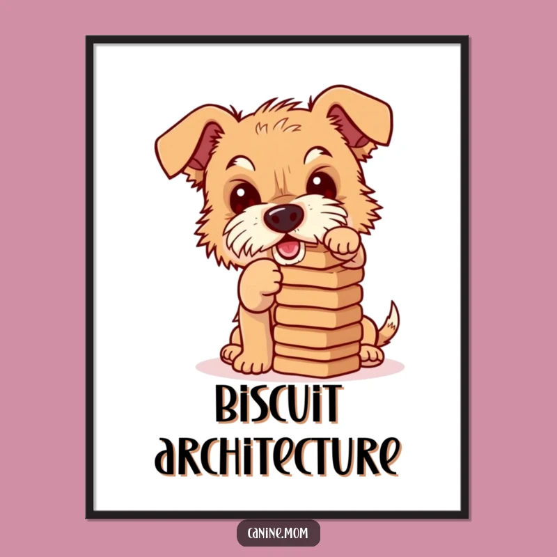 Funny Terrier Biscuit Balance Digital Print: Mischievous Dog Art, Instant Humor