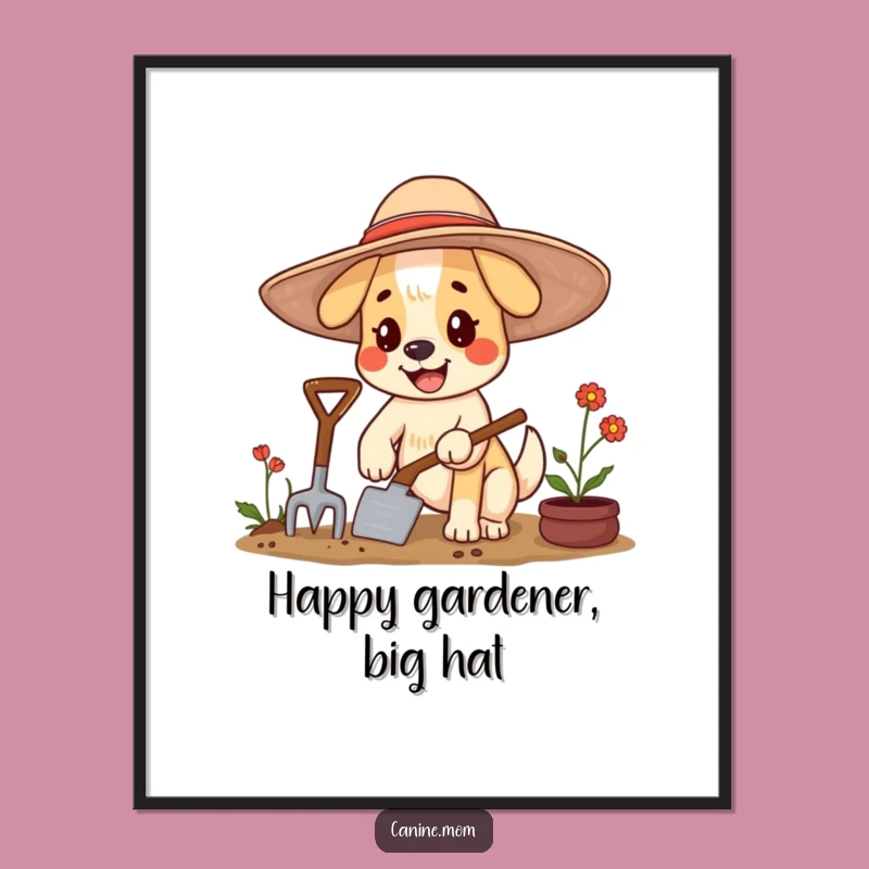 Funny Dog Gardening Digital Art: Instant Green Thumb Cheer & Gift