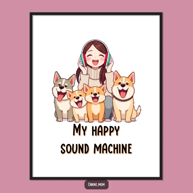 Funny Earmuff Dog Lover Digital Art Print: Hilarious Home Decor for Barking Dog Aficionados