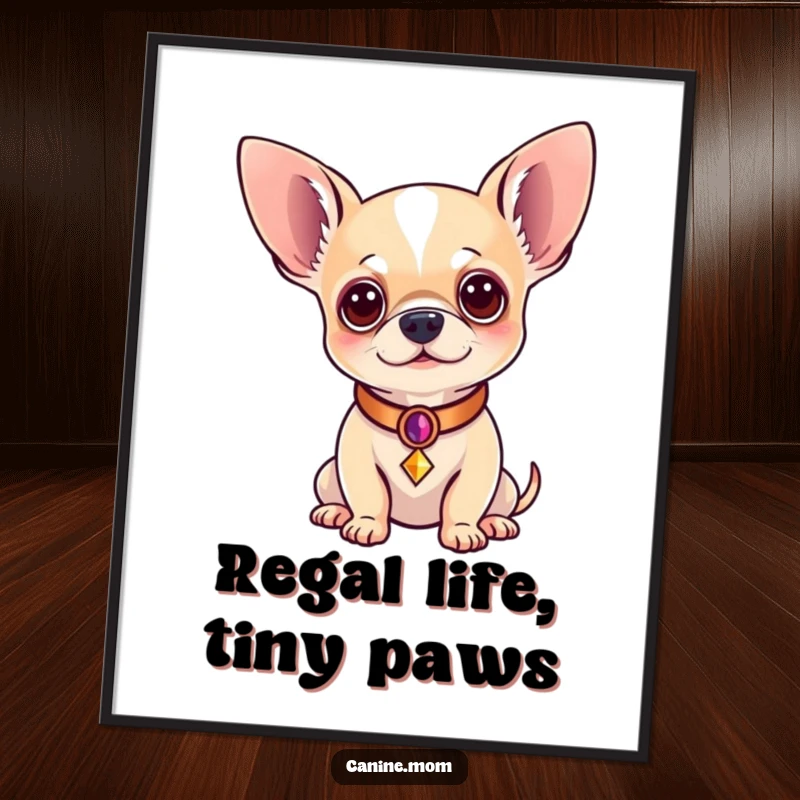 Funny Chihuahua Digital Art: A commanding chihuahua in regal attire, exuding an air of majesty and charm. A funny gift for art collectors.