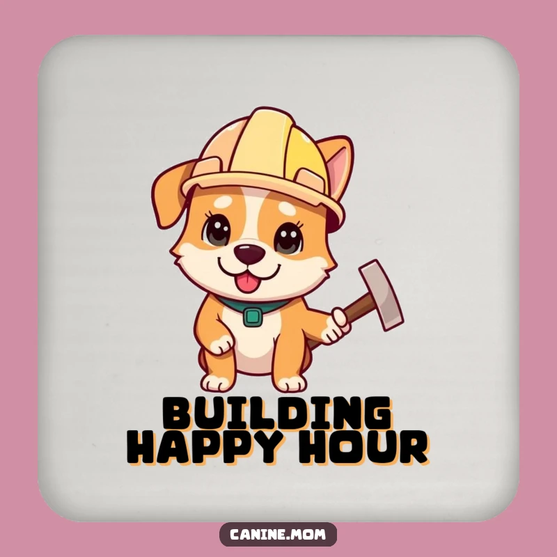 Funny Construction Dog Coaster - Protect Surfaces from Damage Gift