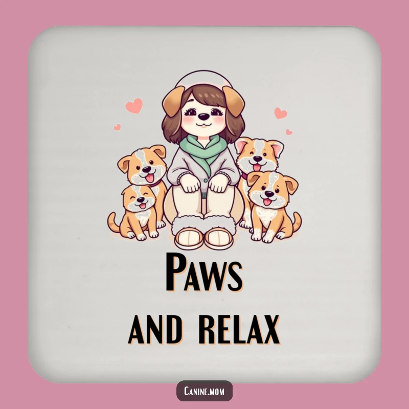 Funny Dog Lady Cozy Slippers Coasters: Protect Surfaces with Canine Humor