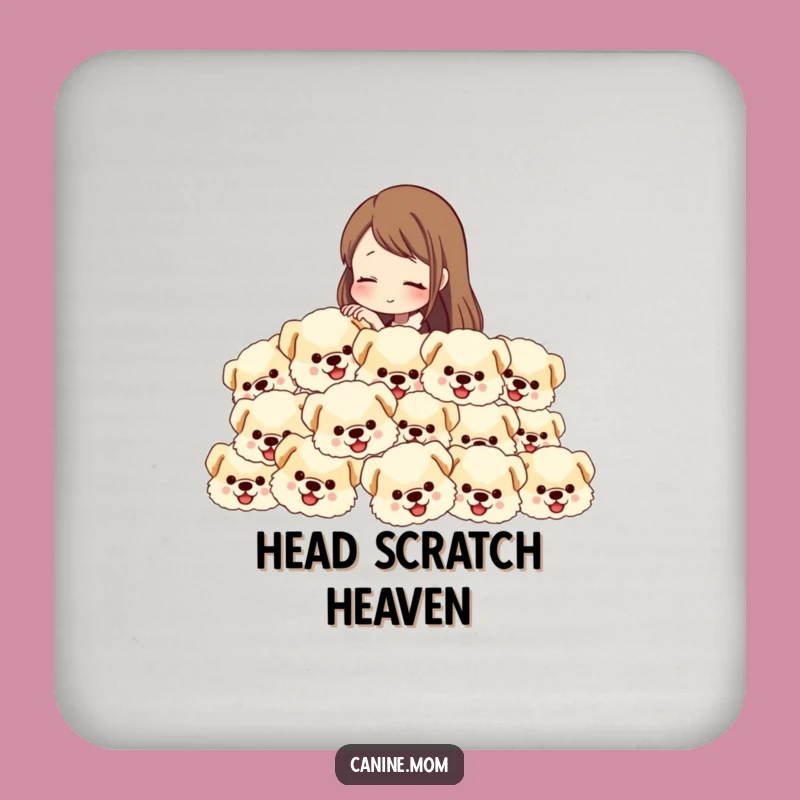 Funny Dog Lover Drink Coasters: Petting Fluffy Dog Heads, Hilarious Surface Protection