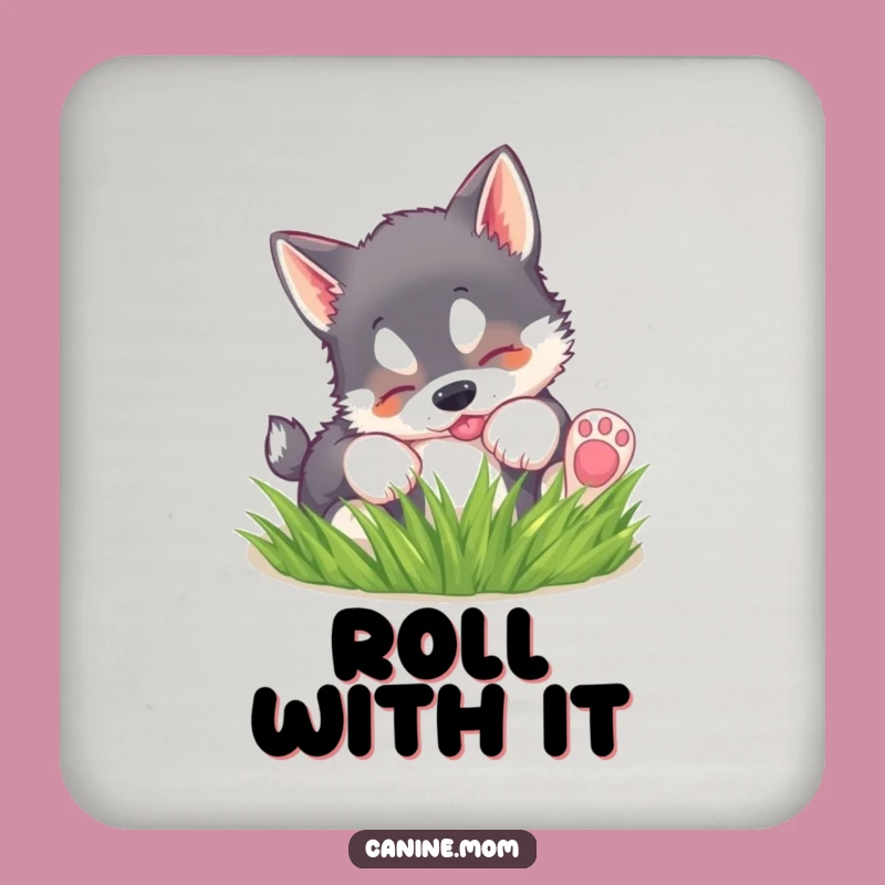 Funny Husky Puppy Grass Coaster: Protect Surfaces with Cuteness