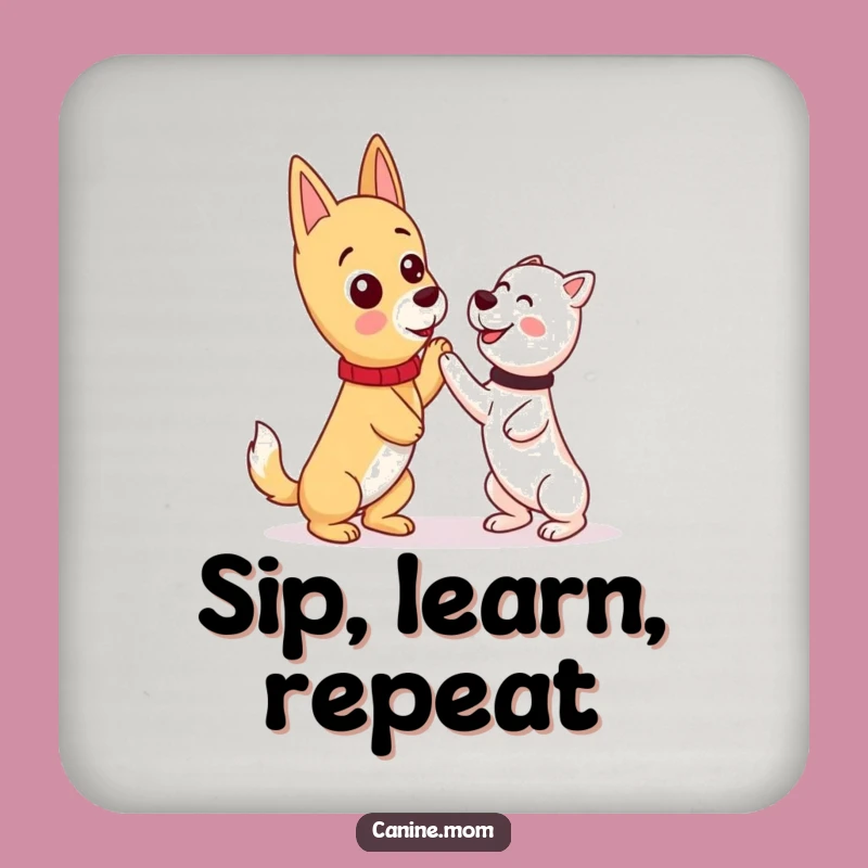 Funny Kawaii Dog Lady Coaster Set: Training Tips - Great Funny Gift!