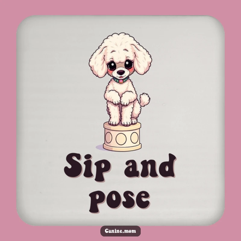 Funny Poodle Pedestal Coasters - Elegant Dog Drink Protector Gift