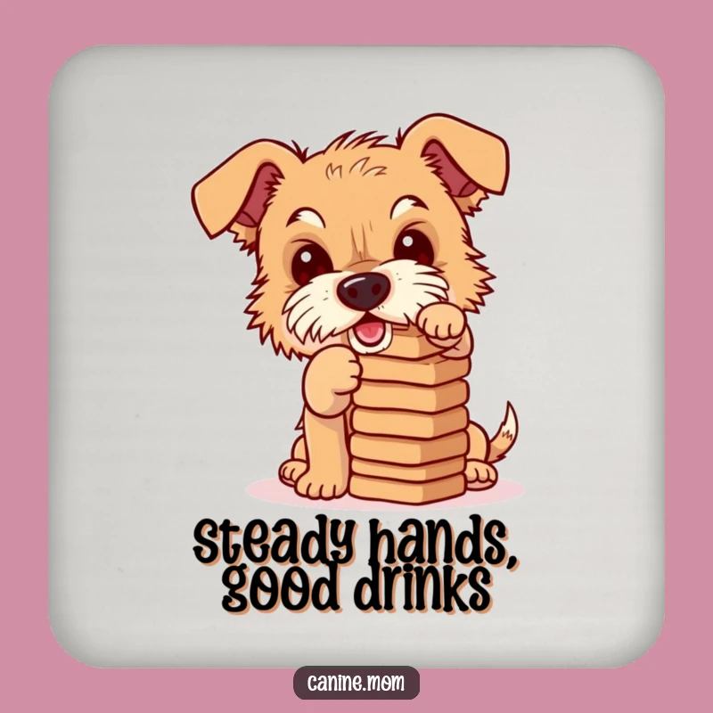Funny Terrier Biscuit Balance Coaster Set: Mischievous Dog Protection, Gift
