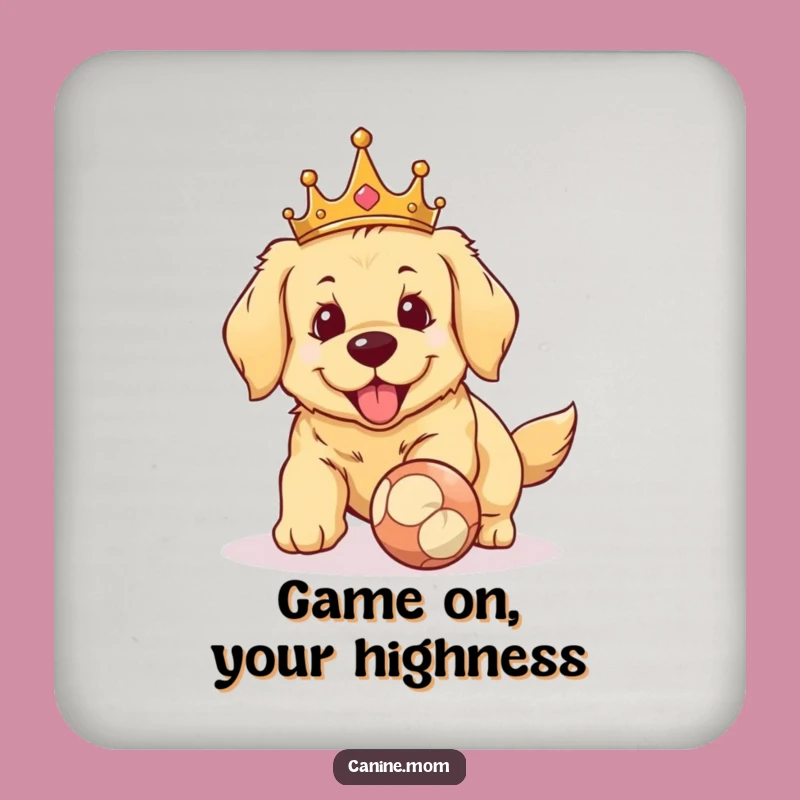 Funny Golden Retriever Crown Coaster - Royal Fetch Drink Protector Gift