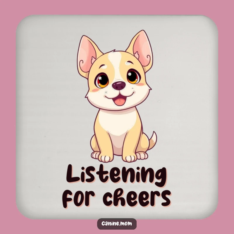 Funny Dog Listening Drink Coaster: Protect Surfaces, Gift Decor