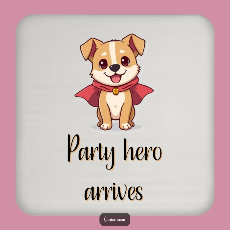 Funny Superhero Dog Drink Coaster: Protect Your Surfaces with Heroic Fun