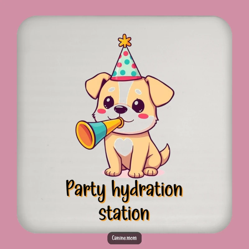Funny Party Dog Coaster - Keep Surfaces Festive Gift